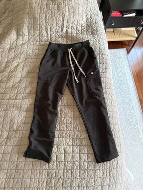 Figs Women's Black Scrub Pants with White Drawstring